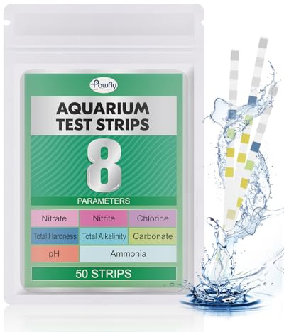 Pawfly 8 in 1 Aquarium Test Strips, 50 Strips Fish Tank Water Testing kit for pH Chlorine Nitrate Nitrite Carbonate Hardness Total Alkalinity & Ammonia Water Quality Freshwater Saltwater Test Kit