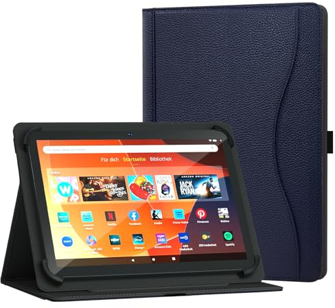 XunyLyee Universal 10/10.1 Inch Tablet Case for Android 16/15 Tablet | Android 9.7-11 Inch Tablet Case, Multi-Angle Viewing Stand Cover with Pocket, Dark Blue
