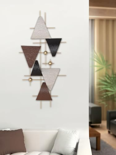 Casablanca modernes Design Bandiera Wall Relief Metal Glossy and Textured 38 x 78 x 4 cm Anthracite Beige Brown