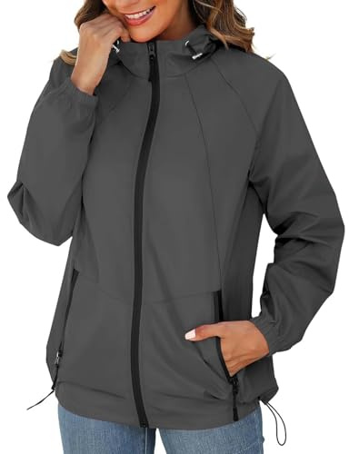 Windbreaker Dam jogging, regnrock dam ventilerande funktionell jacka dragkedjefickor enfärgad cykeljacka fritid collegejacka huva höstrock långärmad löparjacka sportjacka överdrag