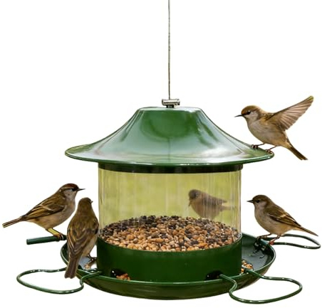 Dmuzsoih para Aves Silvestres - Contenedor De Alimento Metálico Resistente A La Intemperie - para Aves Colgante De Metal Decoración Exterior - para Silvestres Decoración De Jardín Y