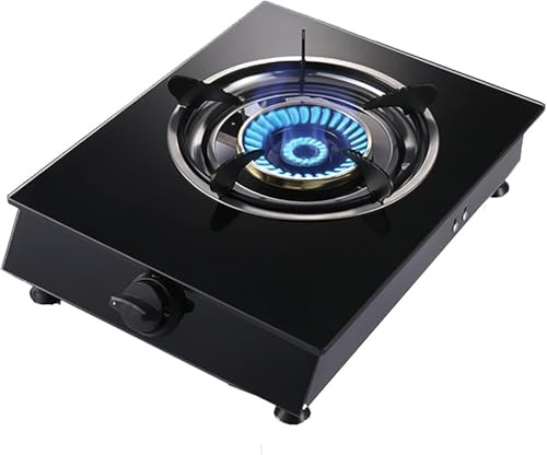 Bruciatore IBOWZ Fornello a gas Piano cottura a gas Stufe a gas Piano cottura a gas portatile Bruciatore singolo a GPL Vetro temperato nero Catering Fornello da campeggio a gas