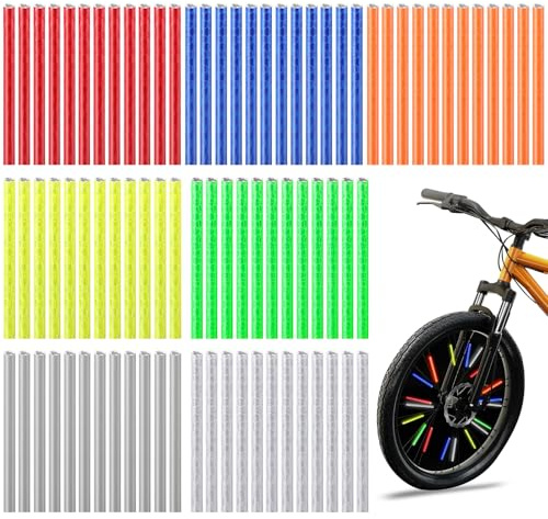 sitarcmin 84 réflecteur Rayon vélo colorés, réutilisables et étanches, offrant Une visibilité à 360° pour Tous Types de vélos (7 Couleurs, 12 pièces de Chaque)