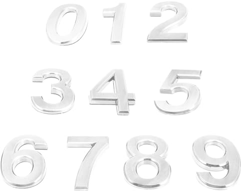 Zerodeko Adesivi Numeri Civici 3D Placcati Set 10 Pezzi 7Cm per Numero Porta Cassette Postali Hotel e Esterni Resistente alle Intemperie