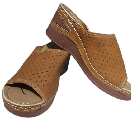 XHZPF Pantofole da esterno, scarpe, sandali estivi a cuneo per donna taglia grande(Giallo,36)