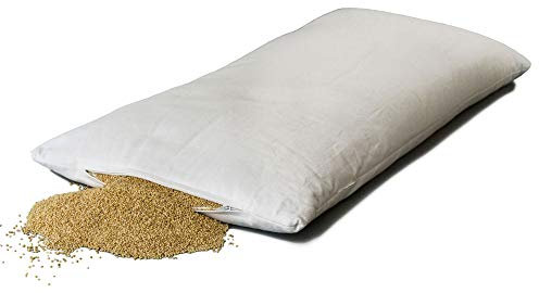 GIRAFFENLAND Bio-Hirsekissen 40x60cm, Köper-Baumwolle weiß, mit Bio-Hirseschalen, direkt befüllt