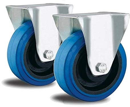2 Bockrollen 100mm Blue Wheel mit Rollen-Lager Nylon Felge Apparate-rollen blau