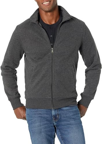 Amazon Essentials Herren Fleece-Jacke mit durchgehendem Reißverschluss, Dunkelgrau Meliert, XL