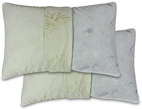 Baldiflex Emporio Coppia Cuscini Memory Foam in Fiocco, Doppia Fodera Aloe Tessuto Traspirante, Sfoderabile e Lavabile, Misura 40x70 cm Alto 15 cm, Anticervicale