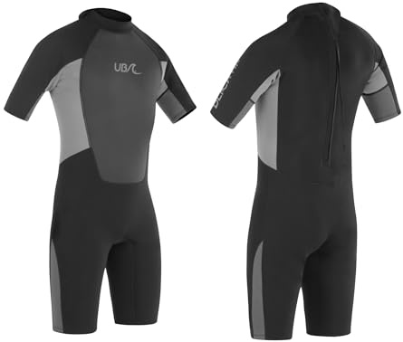 Urban Beach Blacktip Men’s Short Length 2mm Summer Wetsuit, Stretchy Neoprene Surfing & Diving Shorty Wetsuit with UV Protection