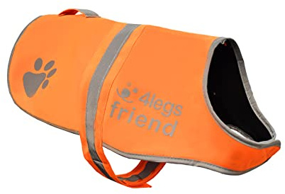 4LegsFriend Hundväst i fleece – 5 storlekar passar hundar 3,6 kg – 54,4 kg – Blaze Orange – Fluorescerande jacka med hög synlighet för husdjur – för nattpromenader på eller av koppel – skyddar mot bilar och jaktolyckor
