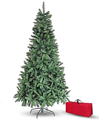 Brigros - Árbol de Navidad Artificial con Aguja de Pino Espeso, + Bolsa, Efecto Realista, Ramas de Gancho, fácil Montaje, PVC, Base metálica, ignífugo (120 cm, Verde)