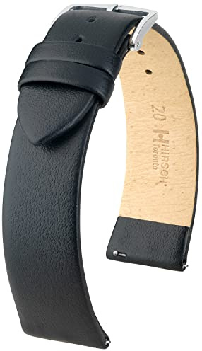 HIRSCH Toronto Uhrenarmband - Uhrband aus italienischem Leder für Damen- & Herren-Uhren - mit Werkzeug - Schwarz - 22 mm
