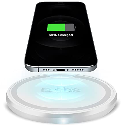 SBS Caricatore da Tavolo Wireless Fast Charge, 10W per Ricarica Rapida, Base di Ricarica per cellulari Qi, Smartphone iPhone/Samsung/Xiaomi/Oppo/Huawei, Bianco