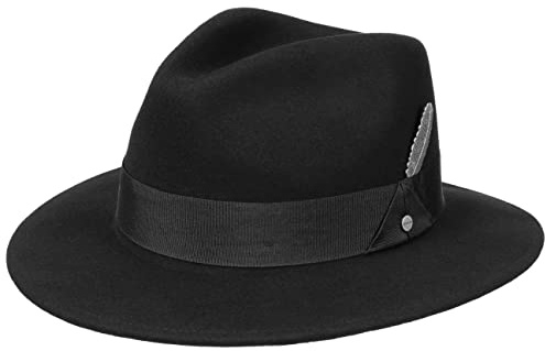 Stetson Vencaster Traveller Wollhut Einfarbiger Wasserabweisender Outdoorhut Unisex Frühling bis Winter schwarz L (58-59 cm)