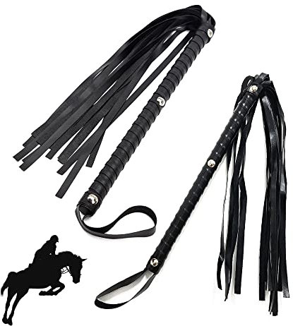 OHYER 2 Stücke Pferdepeitsche Peitsche Pferd Reitgerte Gerte Dressurgerte longierpeitsche Pferd einteilig Leder Reitgerte Reitbedarf mit Ledergriff für Reitsport Tägliche Outdoorsport (Schwarz)