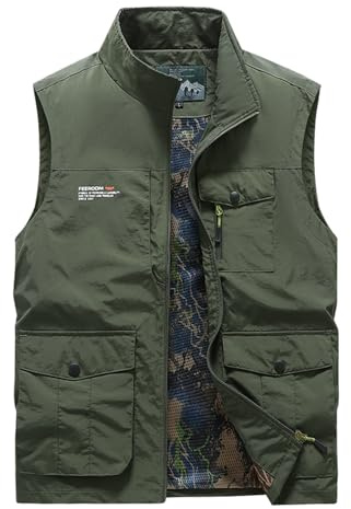 OlyljpinZ Gilet de Pêche pour Hommes Multi-Poches Gilet de Plein air Léger Loisirs Veste de Sport Été Respirant sans Manche Veste à Séchage Rapide Photographie Camping et Chasse Randonnée Gilet