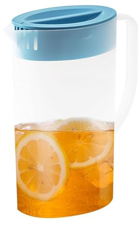 Kunststoff 1,5 L mit Deckel und Ausguss, Saftkanne mit Deckel, Transparent Wasserkrug Wasserkanne Plastik Karaffe Bruchsicherer Wasserkaraffe Teekanne für heiße/kalte Limonade, Saft