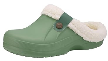 JAWSEU Sabot Fourré Femme Homme Hiver Pantoufles Chaud Chaussons de Maison Peluche Imperméables Sabots Fourrées Chaussons Antidérapant Confortable Chaussures de Jardin Intérieur Et Extérieur