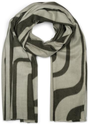 styleBREAKER Damen Schal mit geschwungenem Linienmuster - Weicher und stylischer langer Schal 01017162, Farbe:Lindgrün-Oliv