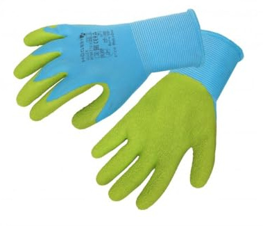 Högert Technik ULLER Gants avec revêtement en latex, bleu/vert, taille 9, protection contre les dangers mécaniques, flexibilité et haute