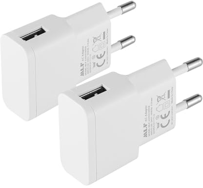 Security-01 Lot de 2 Chargeur USB 5V 1A 5W AC DC Adaptateur Secteur pour caméras IP, tablettes, lecteurs MP3, liseuses, Smartphones, Outils électriques, etc