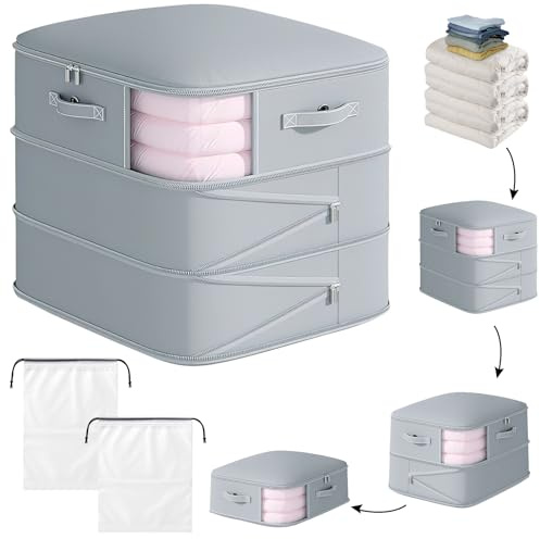 APOMOONS Organisateur Valise Grand Sac de Rangement – Sac de Déménagement 2 Sacs Chaussures – Ultra Compact Rangement Couette pour Maison, Voyage, Déménagement 54x42x60cm