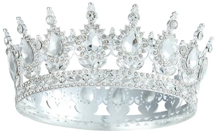 Corona diadema di cristallo per matrimonio con strass principessa diadema per compleanno cristallo strass lega di metallo strass donna sposa accessori per capelli, misura unica, Metallo, Cristallo