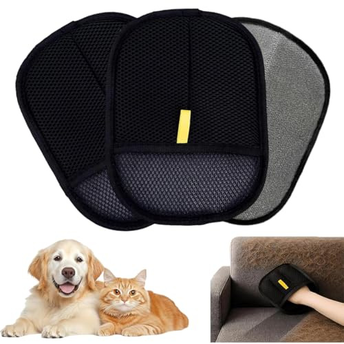 CUZKC 3 piezas Guantes magnéticos de doble cara para perros y gatos, guantes de piel sin dedos, guantes magnéticos de piel reutilizables para mascotas, ropa, sofá
