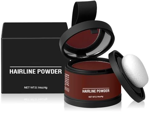 Ansatzpuder 4g, Deckt graue Haare & kaschiert lichte Stellen, Langanhaltender Haaransatz Puder für Männer & Frauen, Natürliches Finish & Einfache Anwendung (Dunkelrotbraun, 4ML)