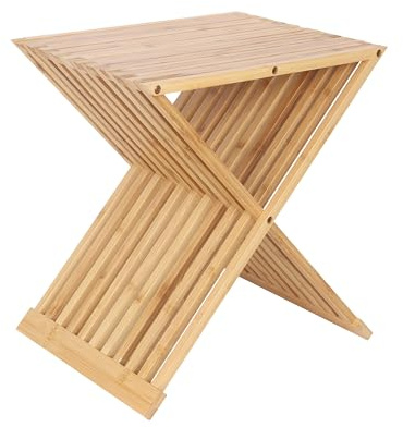 Relaxdays Taburete Plegable para Plantas, Mesa Auxiliar para Flores en bambú Natural, 44x40x33 cm