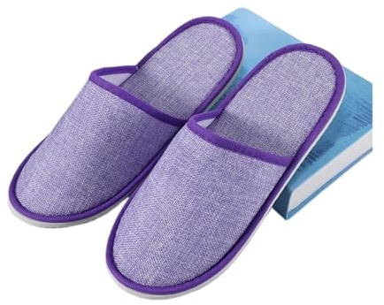 1 par halkfria reseskor för spa, hotell, för män och kvinnor, bomullslinne, all-inclusive eller halva flip-flops damtyg