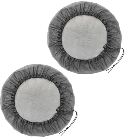 Jiuvaso 2 Pièces Couvercle de Tonneau de Pluie Maille Fine avec Cordon Ajustable Protection Contre Feuilles Filtre pour Seau Collecte Eau Extérieur Adapté Pou, Diamètre 95cm