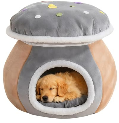 Lit Caverne pour Chat - Niche pour Chien d'hiver en Forme De Champignon | Nid De Sommeil en Caverne Chaude - pour La Chambre, Le Balcon, L'Appartement, La Maison, Le Chiot Et L'Animal
