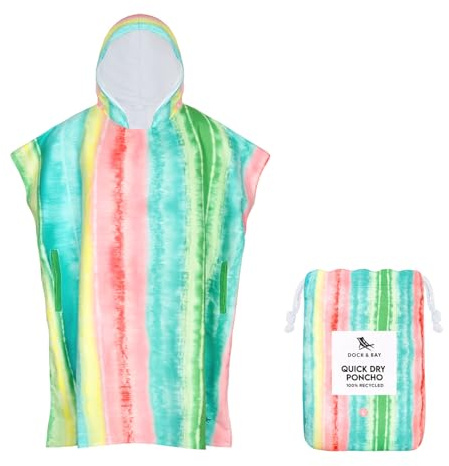 Dock & Bay Adult Beach Poncho - Hooded Towel with Deep Pockets - for Beach & Pool - Super Absorbent, Quick Dry - Watermelon Sugar, Large (105x80cm, 41x31)