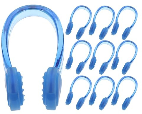 HOODANCOS Pinzas Nasales para Natación 10 Piezas, Clip Nasal de Silicona Suave Azul, Accesorios para Piscina Antiasfixia, Suministros Prácticos para Deportes Acuáticos Adultos
