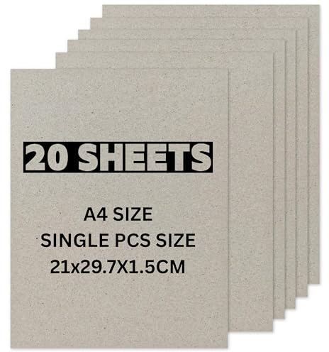 A4 Greyboard Sheets Pack of 20 Durable Thick Cardboard for Crafts Art School Office Projects