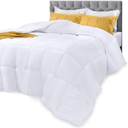 Utopia Bedding Piumino alternativo (bianco, Queen) - Piumino per tutte le stagioni - Inserto per piumino in fibra siliconata - Cuciture in scatola