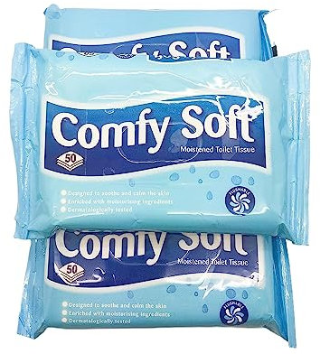 150 x Disposable Flushable Toilet Comfy Soft Tissue Wipes Wet Moist Gentle Clean (3 pack )