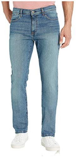 Tommy Hilfiger mens Straight Fit Stretch Jeans, Medium Authentic, 36W x 32L US