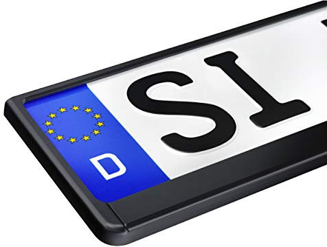 Auto Kennzeichenhalter Premium schwarz im 2er Set Universal einsetzbar Witterungsbeständig PKW Nummernschildhalter (2 Stück) - Made in Germany - 520mm x 110mm