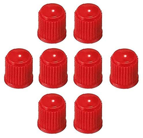 DWEEKIY Ventilkappen für Autoventile, Fahrradventile usw. – rot Kunststoff für PKW/NFZ/Fahrrad und Hobby – Staubschutzkappen universell mit Normgewinde – 8 Stück
