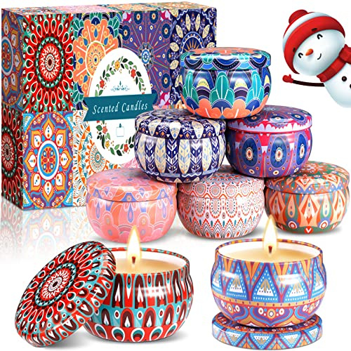 MULEVIP Candele Profumate 8Pcs Candele Profumate Regalo Set Candele Profumate Set Regalo per Donne,Cera di Soia Naturale Candele Aromaterapia,per Compleanno la Festa Nuziale Festa della Mamma