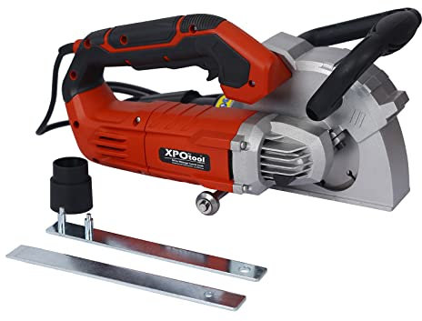 XPOtool Rozadora de pared 1350W fresadora de muros 2 discos diamante Ø125mm adaptador de aspiración