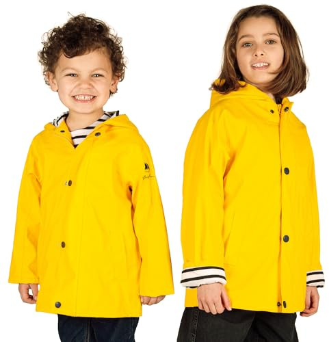 Breizh Ocean - Ciré, Imperméable Enfant, Création Française ELVEN Mixte Garçon ou Fille - Impermeable Enfant Intérieur Rayé Style Marinière avec Capuche - Manteau Garcon ou Fille de 1 à 14 ans
