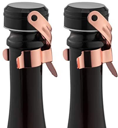WOTOR Sektverschluss und Weinverschluss Edelstahl Sektflaschenverschluß Wiederverwendbar weinflaschenverschluss, Auslaufsicher hält frisch (Roségold, 2 Stück)