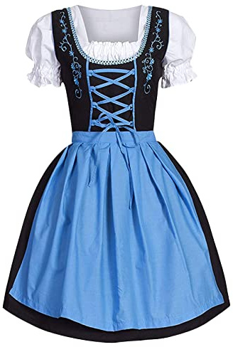 Dirndl Dresses Women Halloween Costumes Plus Size Costume Homecoming Dresses Wedding Outfit (Blue, XXXL)