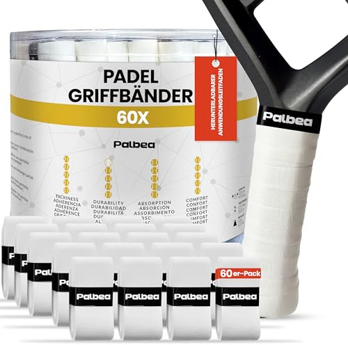 Palbea Padel Racket Grip Tape - Packs of 60. Padel Tennis Racket Grip Tape - Padel Tennis Grips Overgrip for Sweat Absorption & Non-Slip. Also Suitable as Tennis Racquet Grip Wrap Tape.