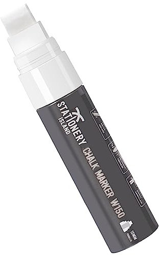 STATIONERY ISLAND Kreidestifte für Tafel Abwaschbar, Weiß Kreidestift für Fenster, 15mm 1 Stück Kreidemarker, Fensterstifte