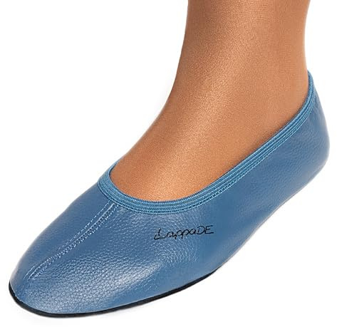 Lappade Zapatillas de Gimnasia de Cuero con Suela de Piel Azul Vaquero, Talla 22